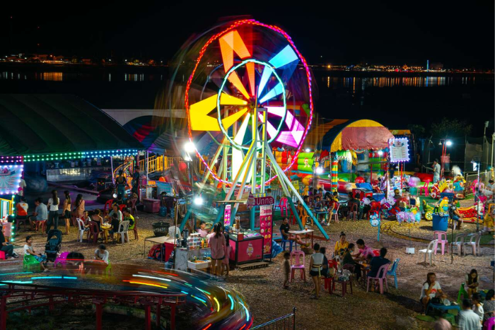 Mekong Riverside with many night activities